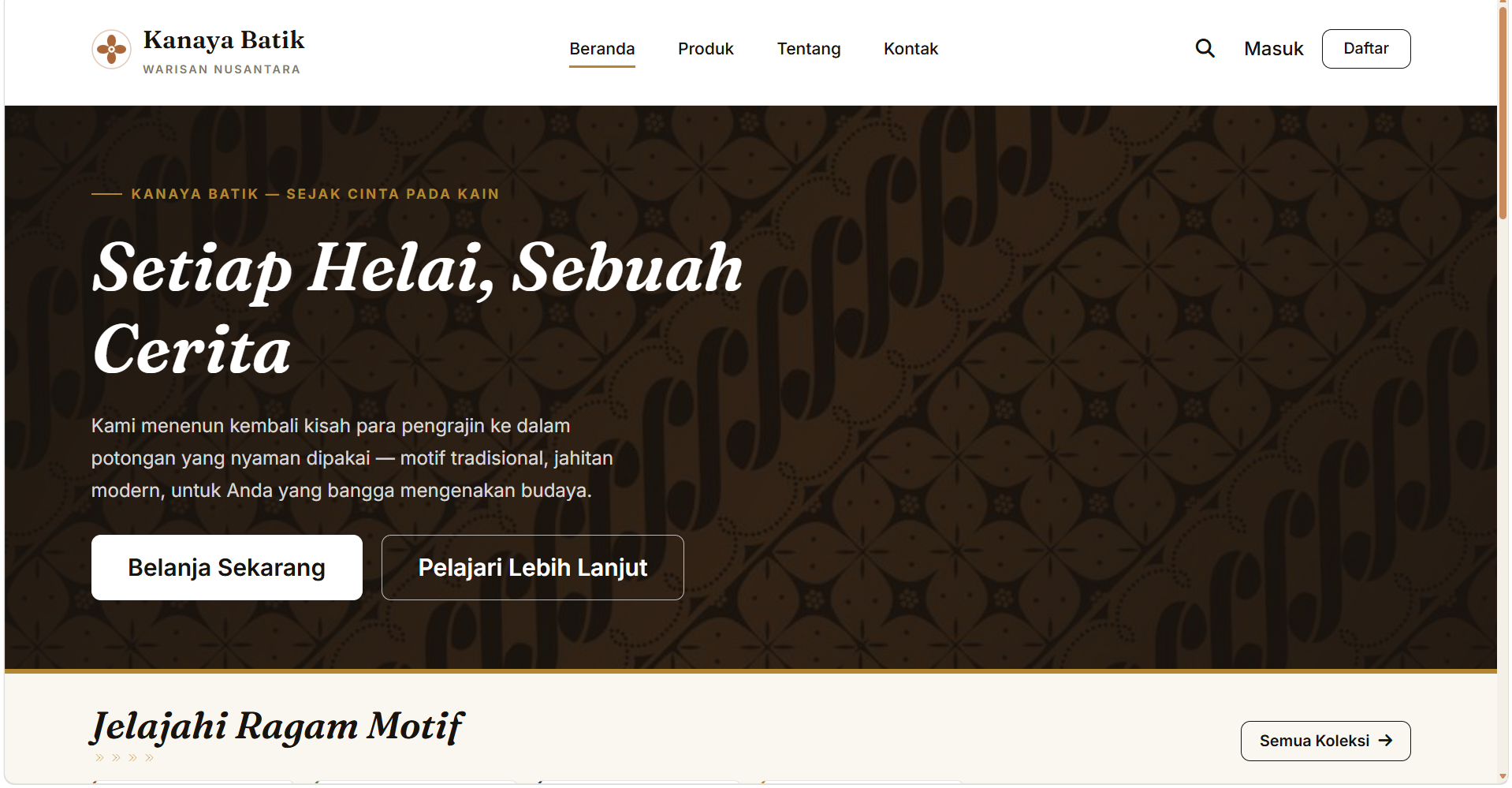 Screenshot Website Toko Batik